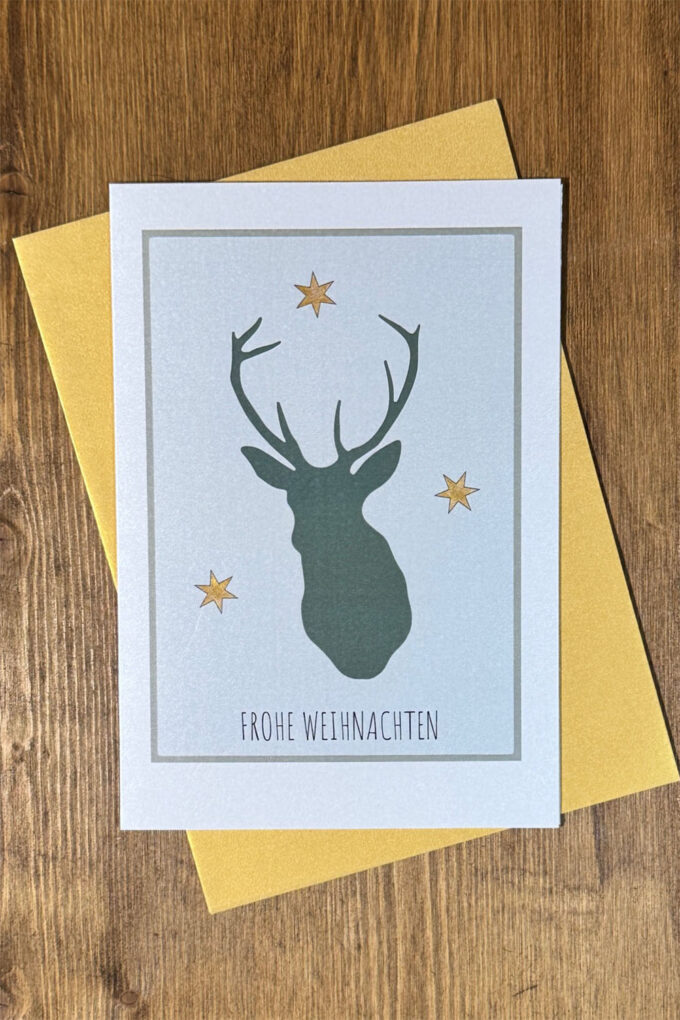 Weihnachtskarte «Rentier mit Sternen»